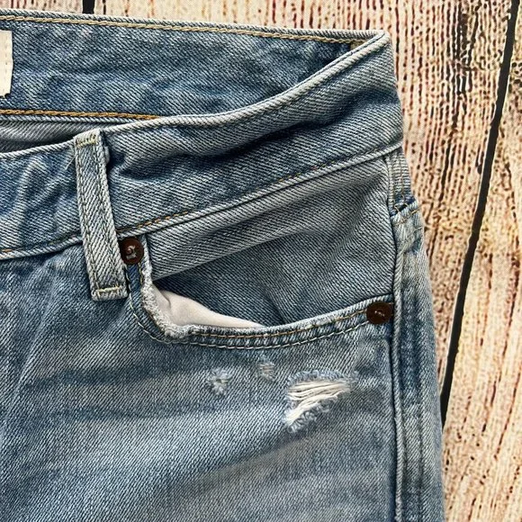 B1 — ABERCROMBIE & FITCH blue high rise destroyed girlfriend denim jeans 2R - Picture 3 of 8